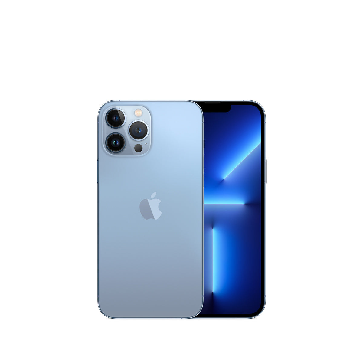 Representative rear view of Apple iPhone 13 Pro Max in Sierra Blue. Not a photo of the specific pre-owned device.
