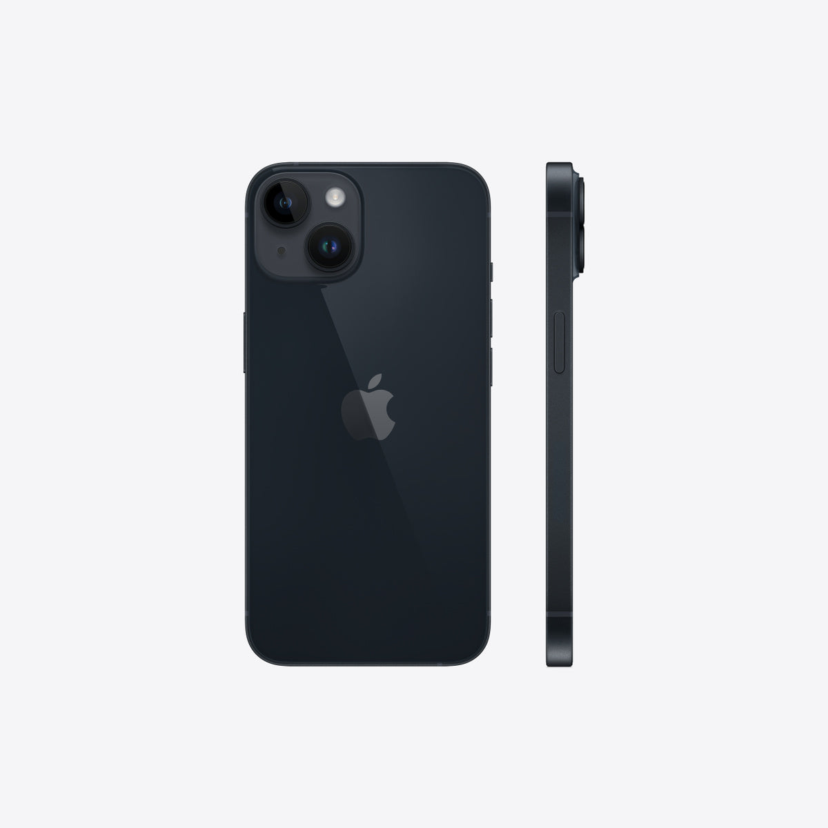Representative rear view of Apple iPhone 14 in Black (Midnight). Not a photo of the specific pre-owned device.