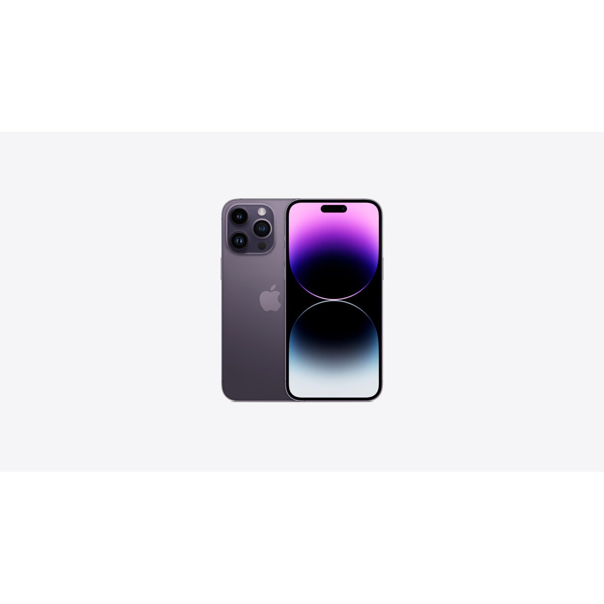 Representative Apple iPhone 14 Pro Max in Deep Purple, front and back. Not a photo of the specific pre-owned device.