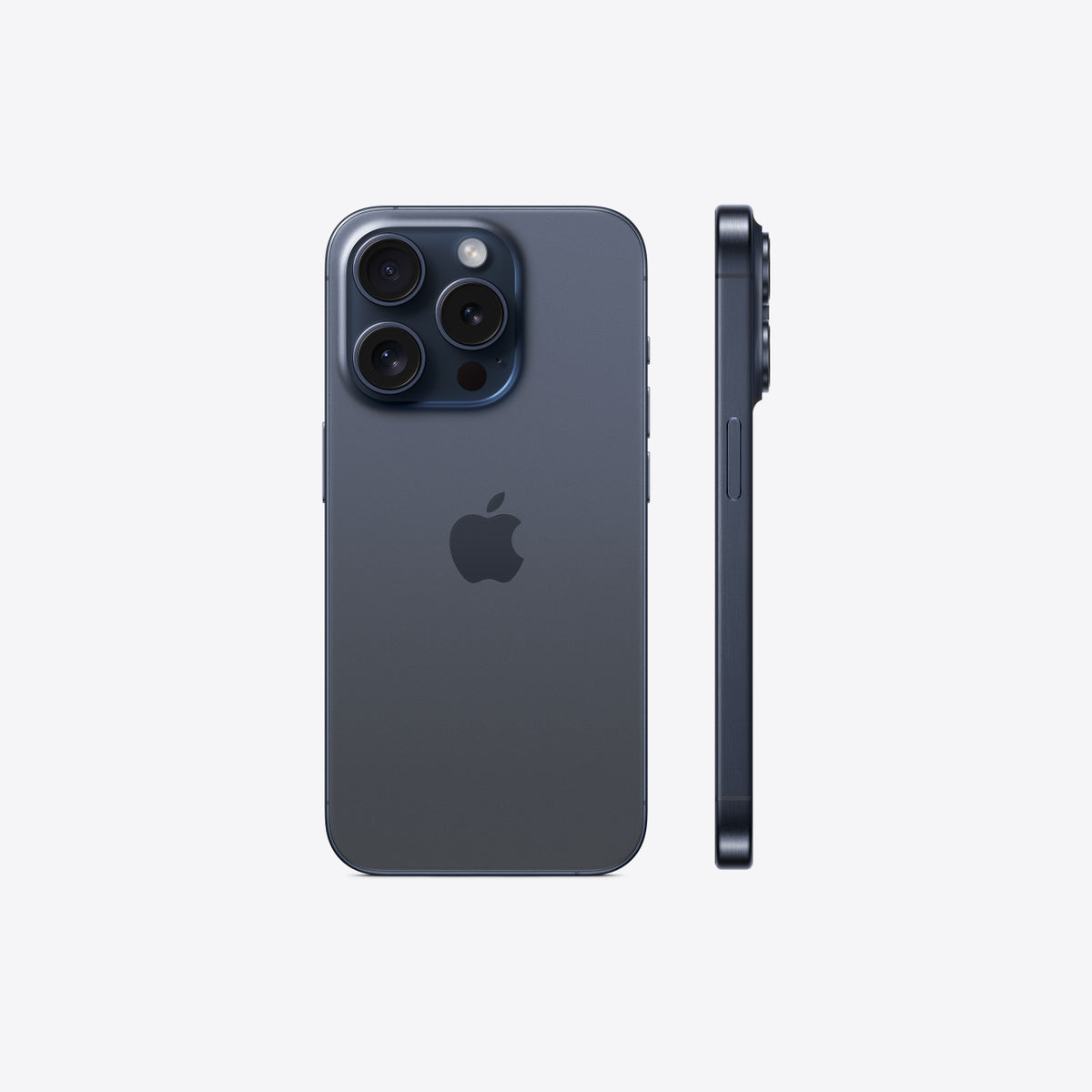 Representative rear view of Apple iPhone 15 Pro in Blue Titanium. Not a photo of the specific pre-owned device.
