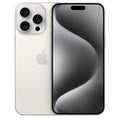Representative Apple iPhone 15 Pro Max in White Titanium, front and back. Not a photo of the specific pre-owned device.