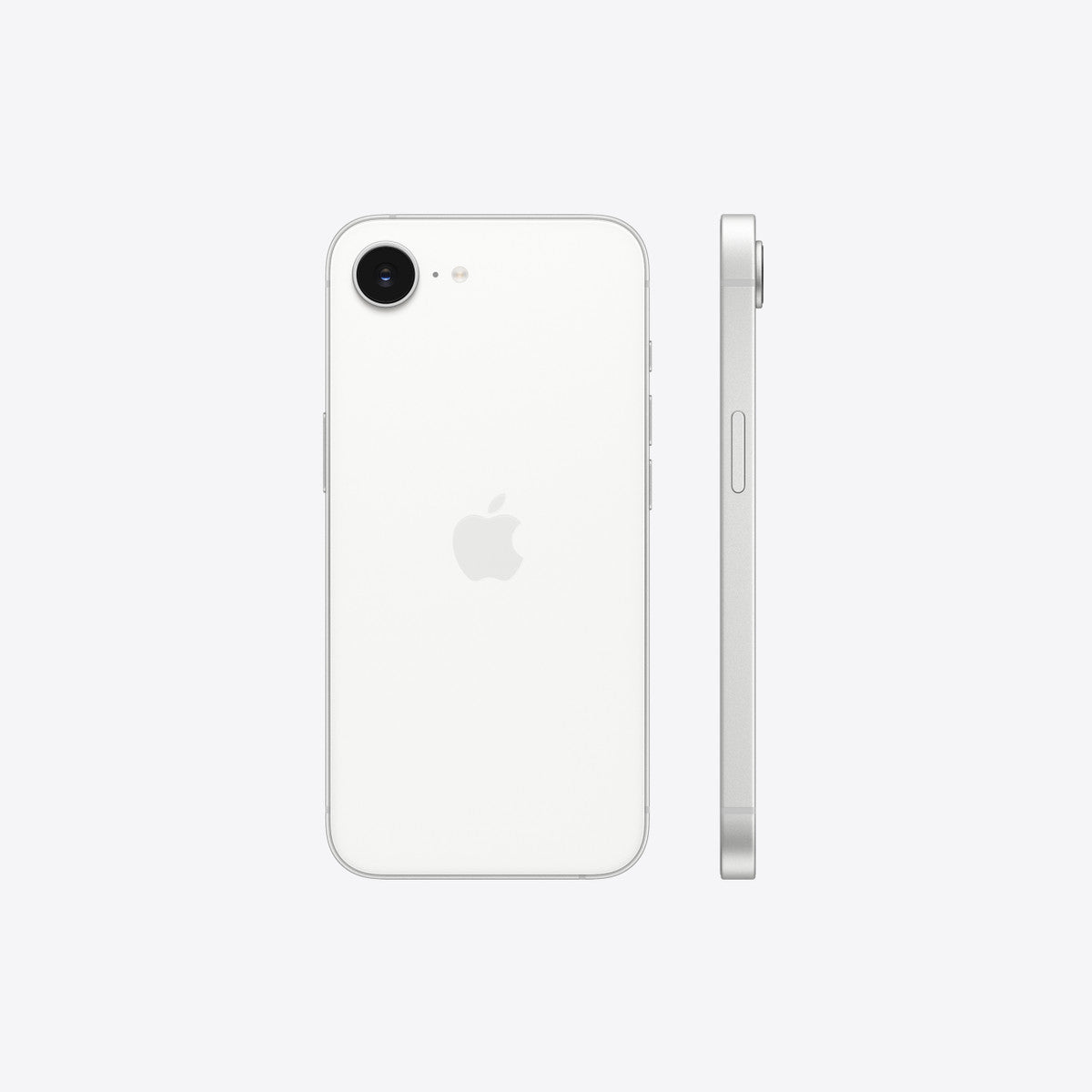 Apple iPhone 17e in White, rear view.