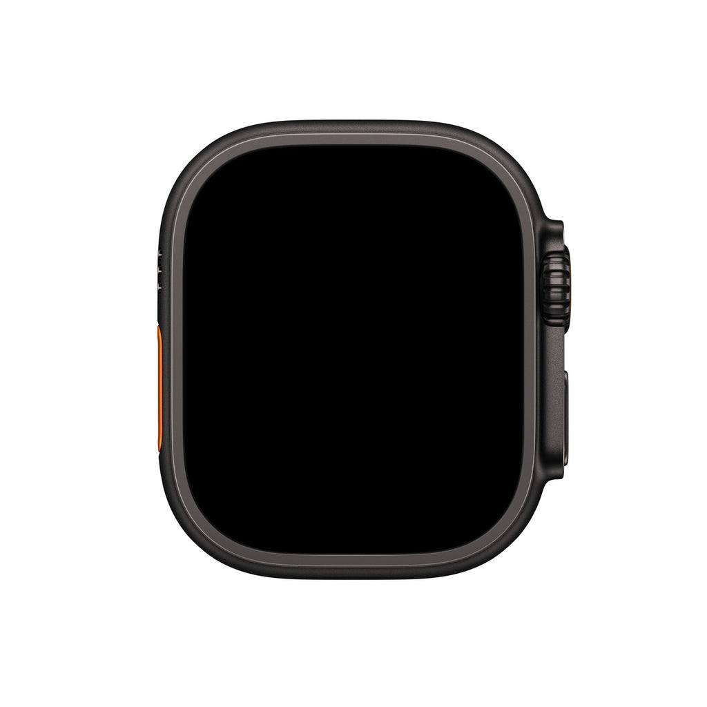 Representative Apple Watch Ultra 3 49mm Black Titanium case, front view. Not a photo of the specific pre-owned device.